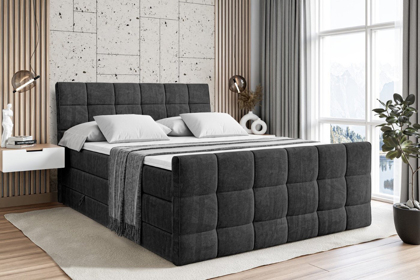 ALTDECOR Boxspringbett APO-Z KING (Multipocket-Matratze H4 und H3 Matratze Bonellfederung Topper Kopfteil) von ALTDECOR