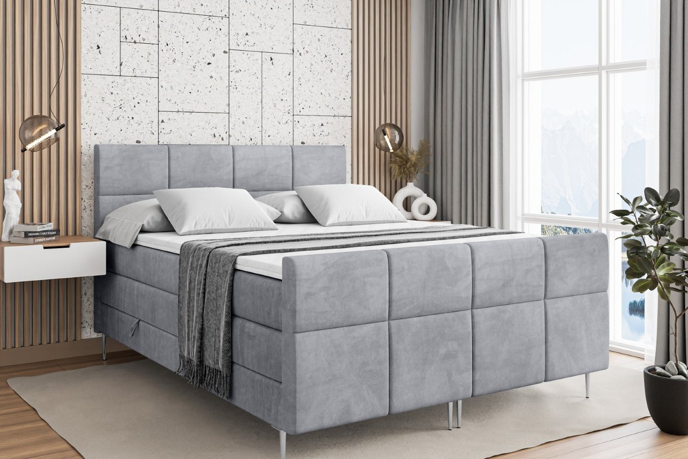 ALTDECOR Boxspringbett ARDENI-F-Z KING (Multipocket-Matratze H4, H3 Matratze Bonellfederung, Topper, Kopfteil) von ALTDECOR