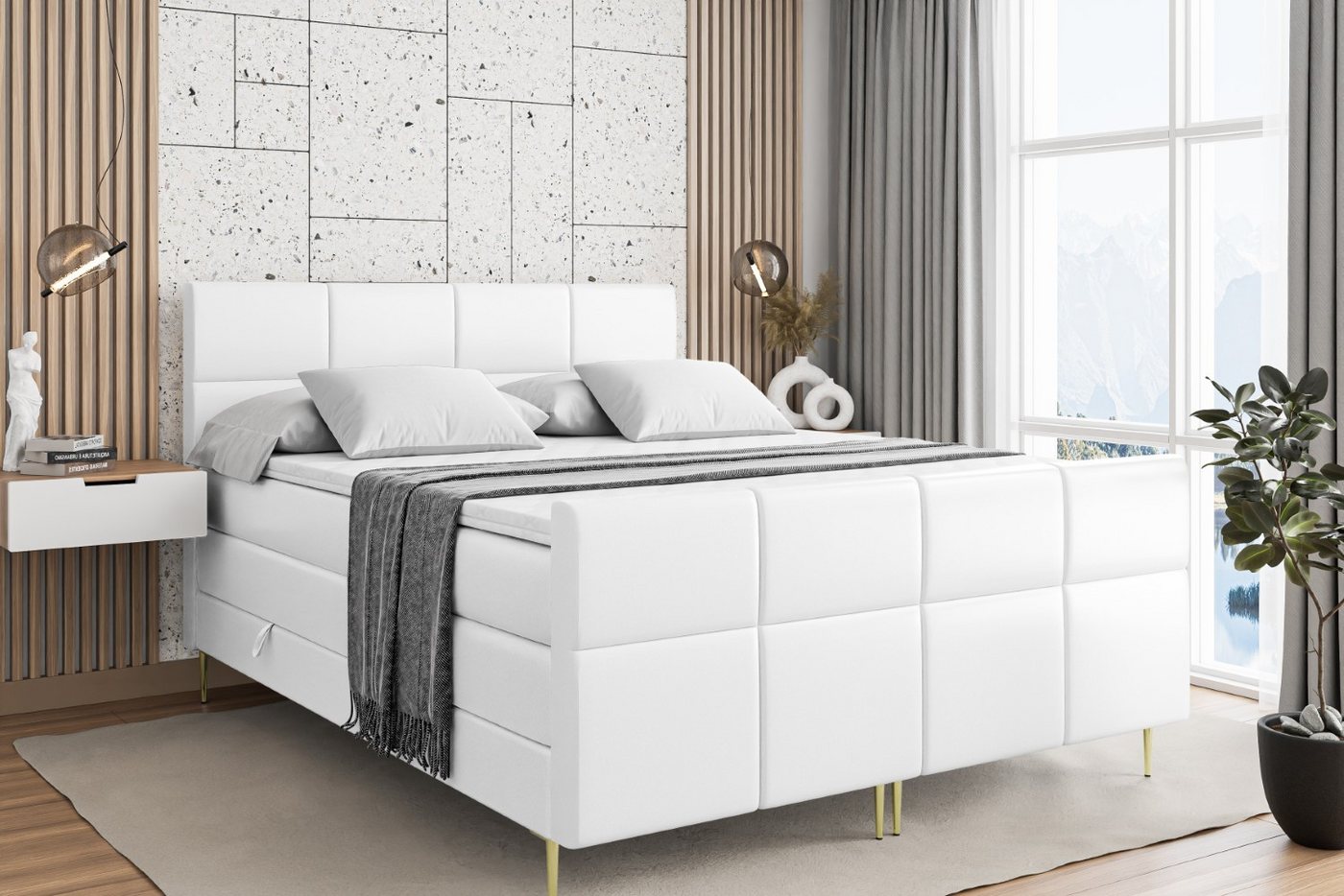 ALTDECOR Boxspringbett ARDENI-F-Z KING (Multipocket-Matratze H4, H3 Matratze Bonellfederung, Topper, Kopfteil) von ALTDECOR