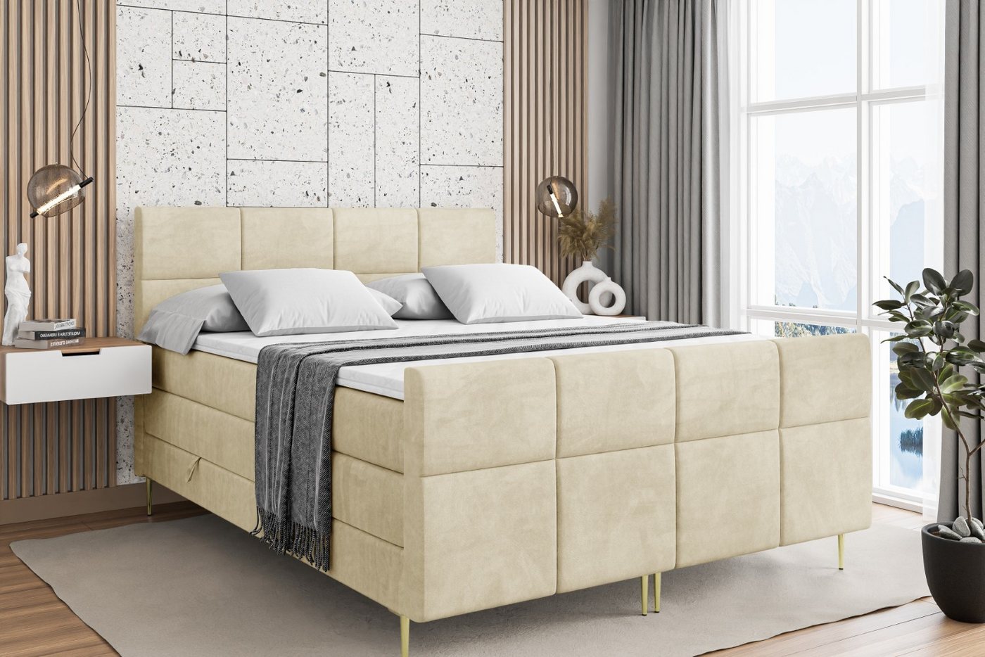 ALTDECOR Boxspringbett ARDENI-F-Z KING (Multipocket-Matratze H4, H3 Matratze Bonellfederung, Topper, Kopfteil) von ALTDECOR