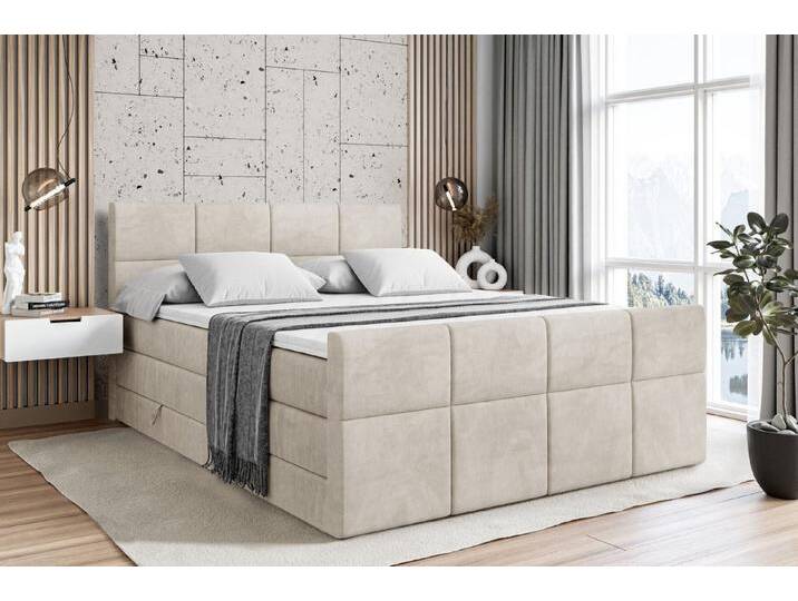 ALTDECOR Boxspringbett ARDENI-Z KING (Multipocket-Matratze H4, H3 Matratze Bonellfederung, Topper, Kopfteil), Doppelbett mit Fußteil, beige braun von ALTDECOR