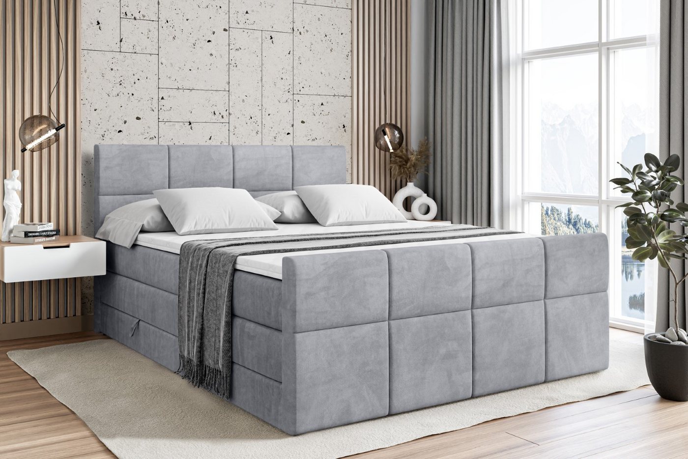 ALTDECOR Boxspringbett ARDENI-Z KING (Multipocket-Matratze H4, H3 Matratze Bonellfederung, Topper, Kopfteil), Doppelbett mit Fußteil von ALTDECOR