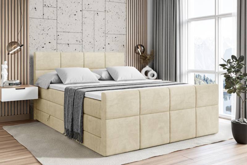 ALTDECOR Boxspringbett ARDENI-Z KING (Multipocket-Matratze H4, H3 Matratze Bonellfederung, Topper, Kopfteil), Doppelbett mit Fußteil von ALTDECOR