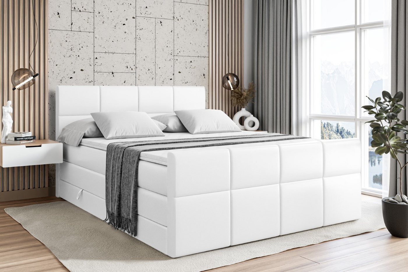 ALTDECOR Boxspringbett ARDENI-Z KING (Multipocket-Matratze H4, H3 Matratze Bonellfederung, Topper, Kopfteil), Doppelbett mit Fußteil von ALTDECOR