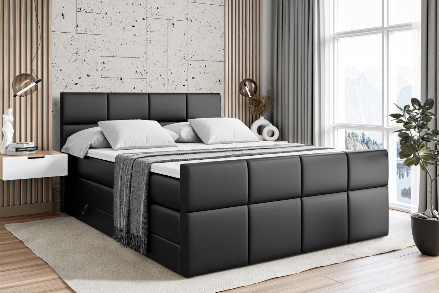ALTDECOR Boxspringbett ARDENI-Z KING (Multipocket-Matratze H4, H3 Matratze Bonellfederung, Topper, Kopfteil), Doppelbett mit Fußteil von ALTDECOR