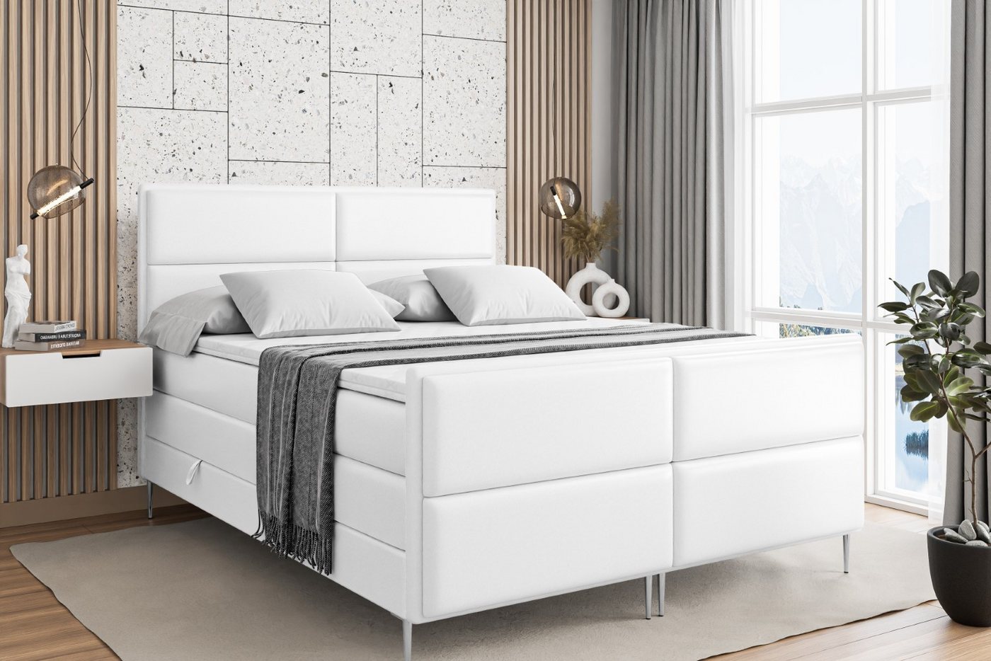 ALTDECOR Boxspringbett AURA-F-Z KING (Multipocket-Matratze H4, H3 Matratze Bonellfederung, Topper, Kopfteil) von ALTDECOR