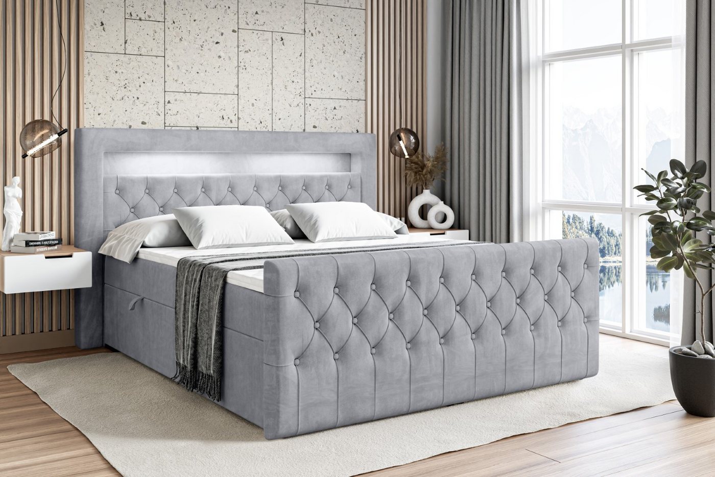 ALTDECOR Boxbett AURORA (Multipocket-Matratze H4. H3 Matratze Bonellfederung. Topper. Kopfteil) von ALTDECOR