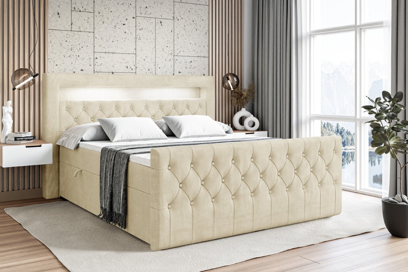 ALTDECOR Boxbett AURORA (Multipocket-Matratze H4. H3 Matratze Bonellfederung. Topper. Kopfteil) von ALTDECOR