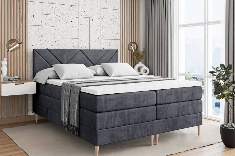 ALTDECOR Boxspringbett BARWA-F KING (Multipocket-Matratze H4, H3 Matratze Bonellfederung, Topper, Kopfteil) von ALTDECOR