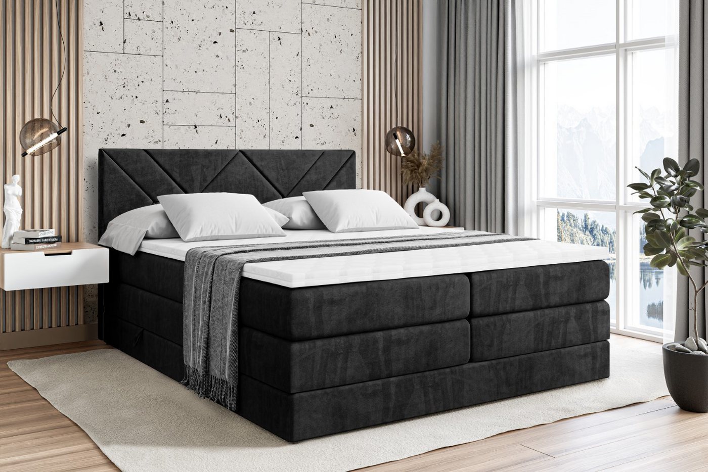ALTDECOR Boxspringbett BARWA KING (Multipocket-Matratze H4, H3 Matratze Bonellfederung, Topper, Kopfteil) von ALTDECOR