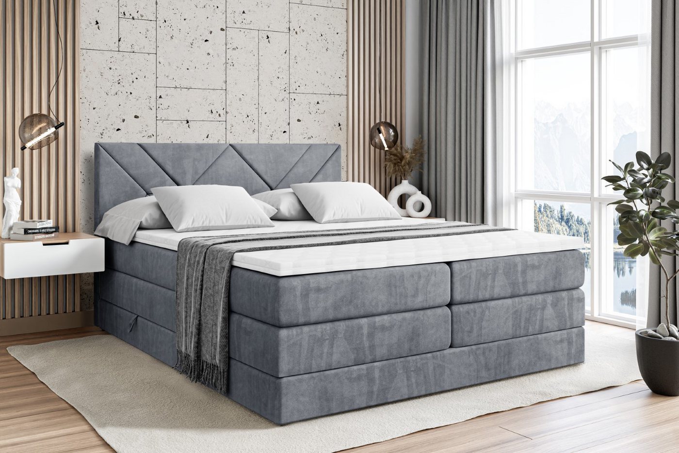 ALTDECOR Boxspringbett BARWA KING (Multipocket-Matratze H4, H3 Matratze Bonellfederung, Topper, Kopfteil) von ALTDECOR