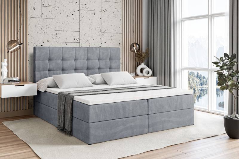 ALTDECOR Boxbett BERO (mit Matratze Lattenrost Topper Polsterbett mit Bettkasten Doppelbett), H4 Multipocket / H3 Bonellfederung, Springboxbett Boxspringbett von ALTDECOR