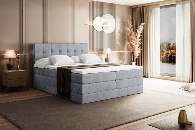 ALTDECOR Boxspringbett BERO KING (mit Matratze und Lattenrost Topper Polsterbett mit Bettkasten Boxbett), H4 Multipocket, H3 Bonellfederung, Doppelbett Springboxbett von ALTDECOR