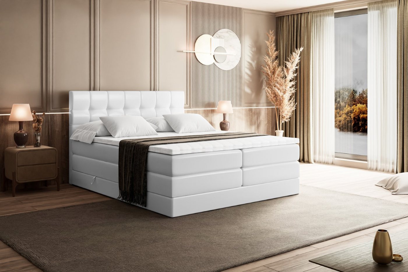 ALTDECOR Boxspringbett BERO KING (mit Matratze und Lattenrost Topper Polsterbett mit Bettkasten Boxbett), H4 Multipocket, H3 Bonellfederung, Doppelbett Springboxbett von ALTDECOR
