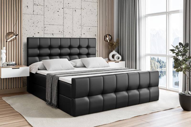 ALTDECOR Boxbett BERO-Z (mit Matratze Lattenrost Topper Polsterbett mit Bettkasten Doppelbett), H4 Multipocket / H3 Bonellfederung, Springboxbett Boxspringbett von ALTDECOR