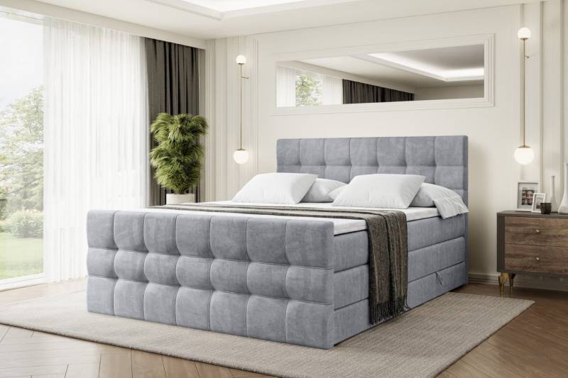 ALTDECOR Boxspringbett BERO-Z KING (mit Matratze und Lattenrost Topper Polsterbett mit Bettkasten Boxbett), H4 Multipocket, H3 Bonellfederung, Doppelbett Springboxbett von ALTDECOR