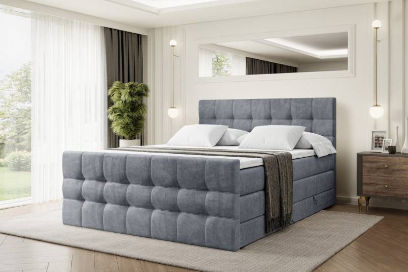 ALTDECOR Boxspringbett BERO-Z KING (mit Matratze und Lattenrost Topper Polsterbett mit Bettkasten Boxbett), H4 Multipocket, H3 Bonellfederung, Doppelbett Springboxbett von ALTDECOR