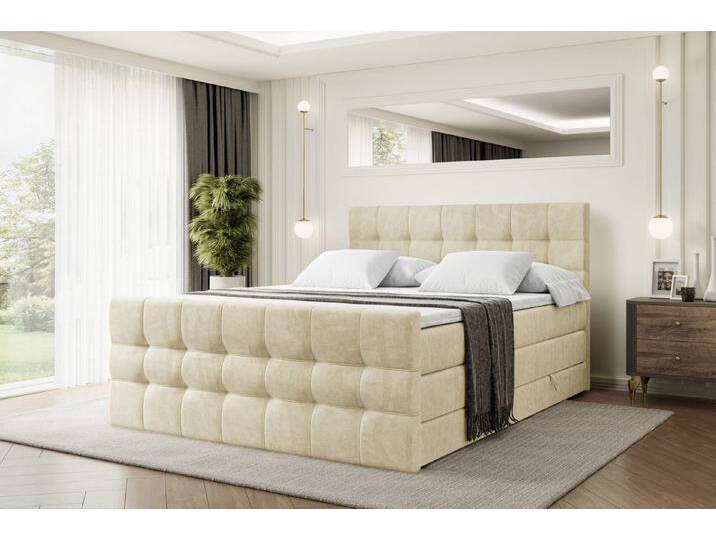 ALTDECOR Boxspringbett BERO-Z KING (mit Matratze und Lattenrost Topper Polsterbett mit Bettkasten Boxbett), H4 Multipocket, H3 Bonellfederung, Doppelbett Springboxbett von ALTDECOR