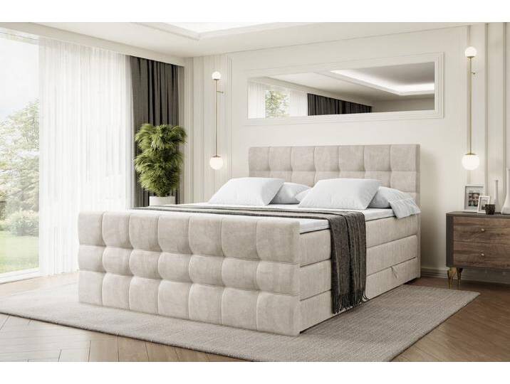 ALTDECOR Boxspringbett BERO-Z KING (mit Matratze und Lattenrost Topper Polsterbett mit Bettkasten Boxbett), H4 Multipocket, H3 Bonellfederung, Doppelbett Springboxbett von ALTDECOR