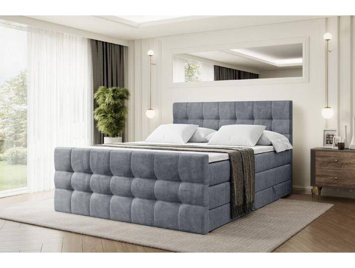 ALTDECOR Boxspringbett BERO-Z KING (mit Matratze und Lattenrost Topper Polsterbett mit Bettkasten Boxbett), H4 Multipocket, H3 Bonellfederung, Doppelbett Springboxbett von ALTDECOR