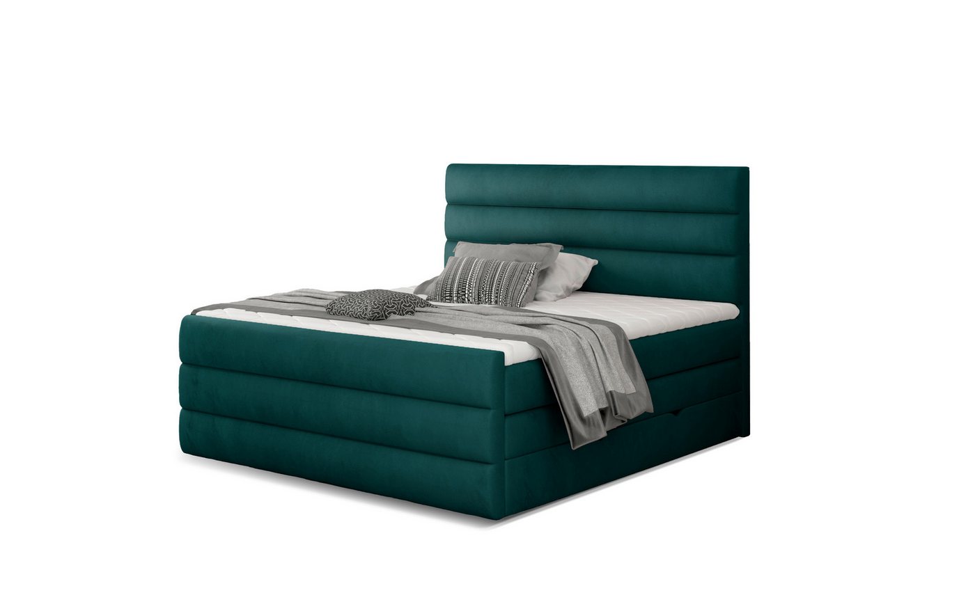 ALTDECOR Boxspringbett BOLIVAR (Multipocket-Matratze, H3 Matratze Bonellfederung, Topper, Kopfteil) von ALTDECOR