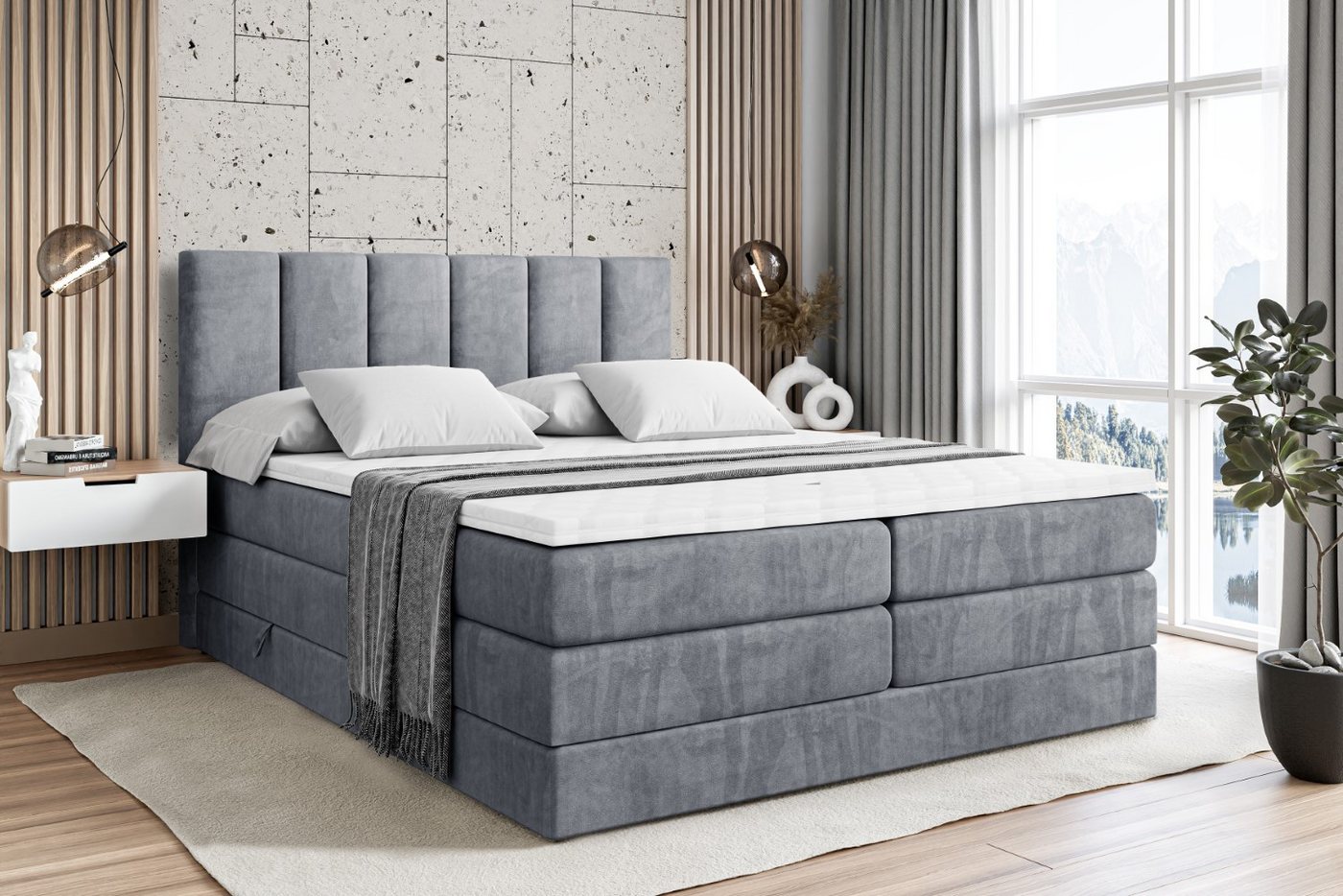 ALTDECOR Boxspringbett BOXI 1 KING (Multipocket-Matratze H4 und H3 Matratze Bonellfederung Topper Kopfteil) von ALTDECOR