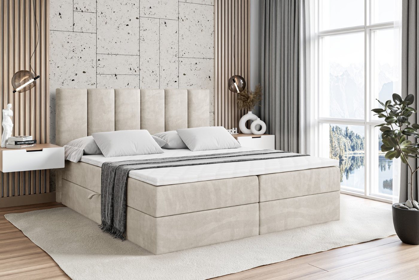 ALTDECOR Boxbett BOXI1 (Multipocket-Matratze H4, H3 Matratze Bonellfederung, Topper, Kopfteil) von Altdecor