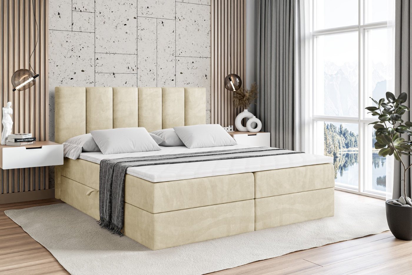 ALTDECOR Boxspringbett BOXI1 (Multipocket-Matratze H4, H3 Matratze Bonellfederung, Topper, Kopfteil) von ALTDECOR