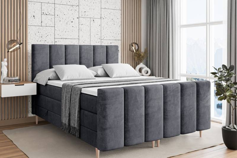 ALTDECOR Boxspringbett BOXI1-F-Z KING (Multipocket-Matratze H4, H3 Matratze Bonellfederung, Topper, Kopfteil) von ALTDECOR
