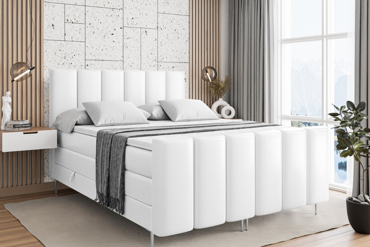 ALTDECOR Boxspringbett BOXI1-F-Z KING (Multipocket-Matratze H4, H3 Matratze Bonellfederung, Topper, Kopfteil) von ALTDECOR