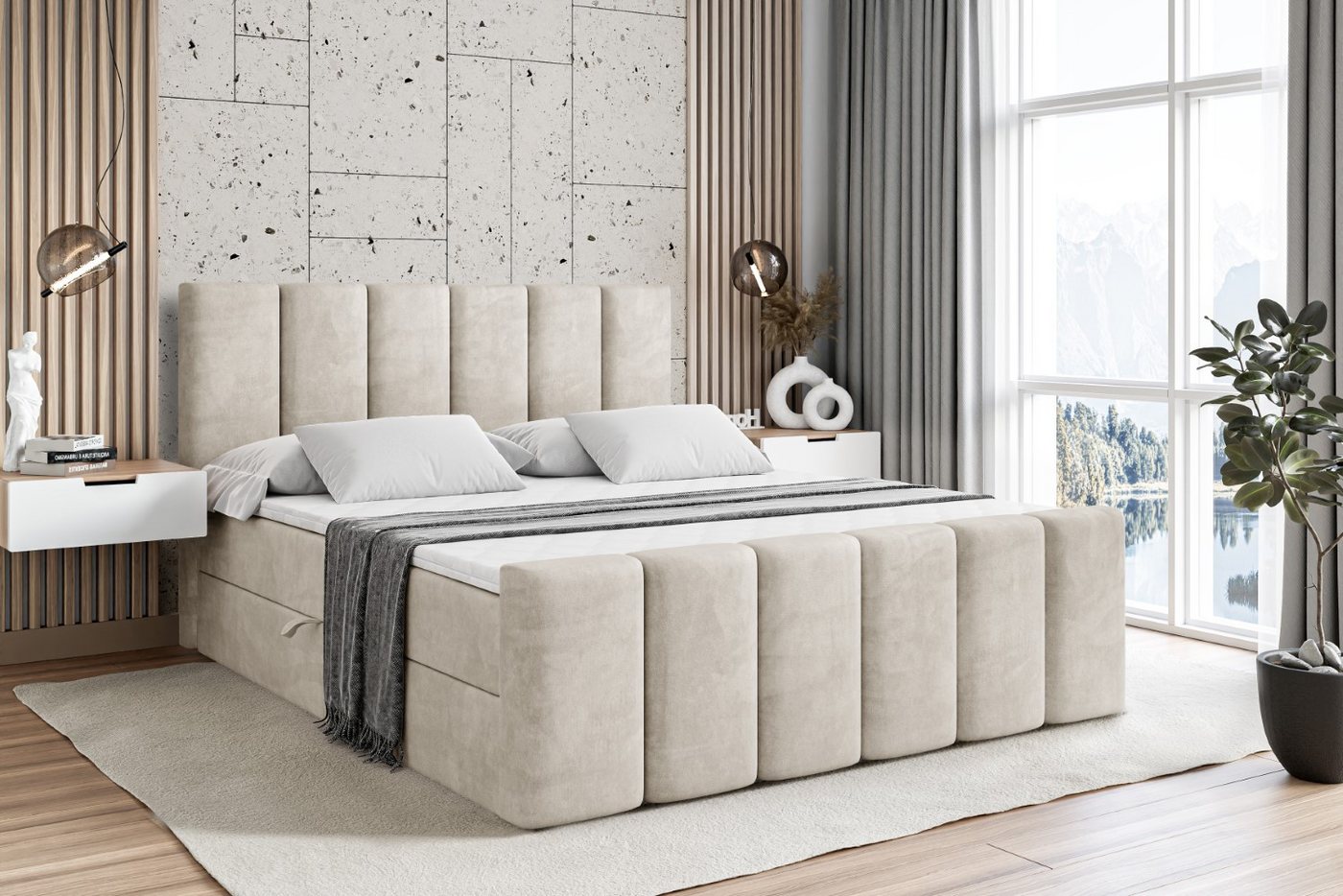 ALTDECOR Boxspringbett BOXI1-Z (Multipocket-Matratze H4, H3 Matratze Bonellfederung, Topper, Kopfteil) von ALTDECOR