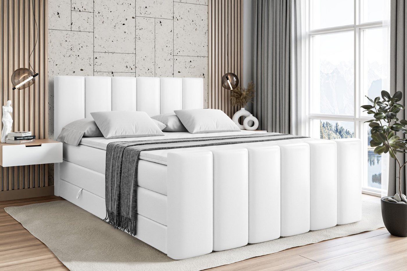 ALTDECOR Boxspringbett BOXI1-Z KING (Multipocket-Matratze H4, H3 Matratze Bonellfederung, Topper, Kopfteil), Doppelbett mit Fußteil von ALTDECOR
