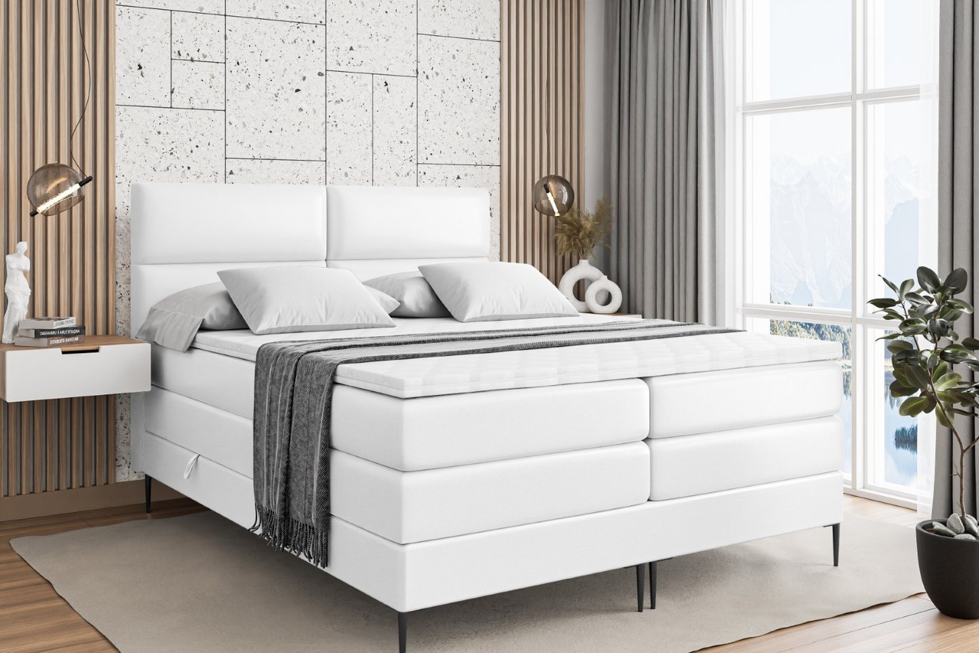 ALTDECOR Boxspringbett BOXI3-F KING (Multipocket-Matratze H4, H3 Matratze Bonellfederung, Topper, Kopfteil) von ALTDECOR