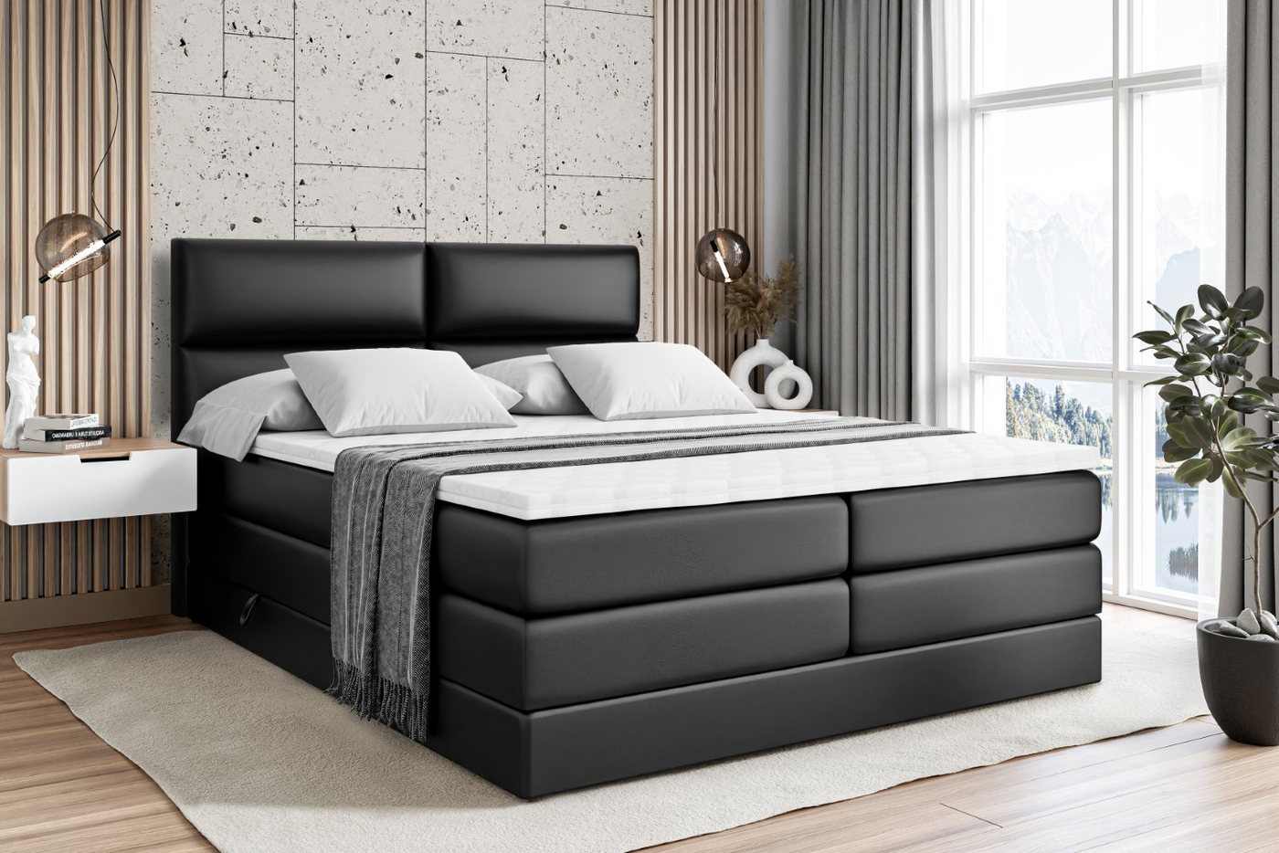 ALTDECOR Boxspringbett BOXI3 KING (Multipocket-Matratze H4, H3 Matratze Bonellfederung, Topper, Kopfteil) von ALTDECOR