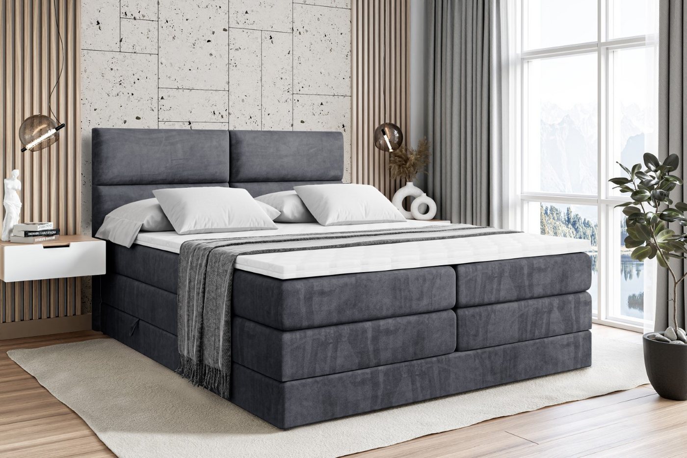 ALTDECOR Boxspringbett BOXI3 KING (Multipocket-Matratze H4, H3 Matratze Bonellfederung, Topper, Kopfteil) von ALTDECOR