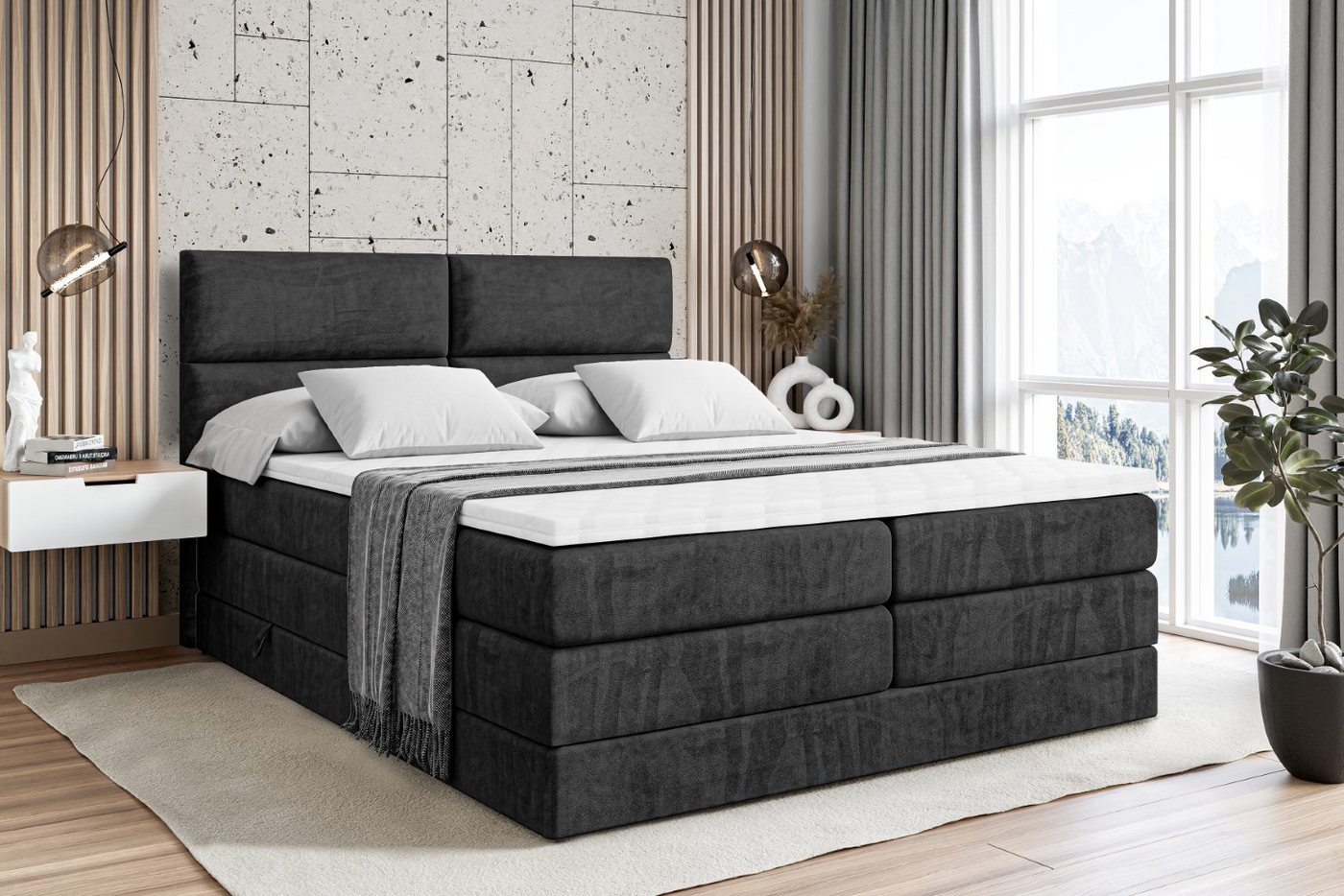 ALTDECOR Boxspringbett BOXI3 KING (Multipocket-Matratze H4, H3 Matratze Bonellfederung, Topper, Kopfteil) von ALTDECOR