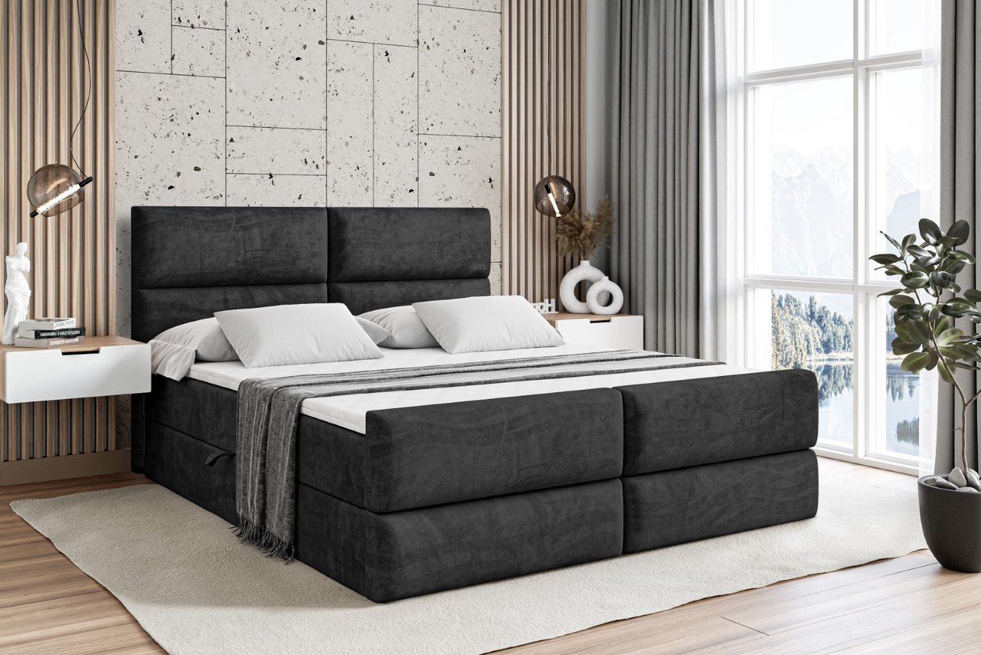 ALTDECOR Boxbett BOXI3-Z (Multipocket-Matratze H4, H3 Matratze Bonellfederung, Topper, Kopfteil), Doppelbett mit Fußteil von ALTDECOR
