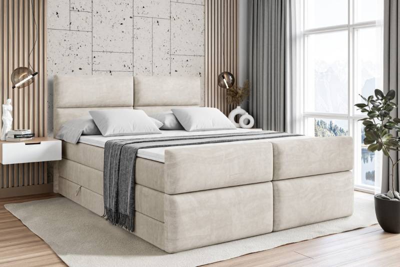 ALTDECOR Boxspringbett BOXI3-Z KING (Multipocket-Matratze H4, H3 Matratze Bonellfederung, Topper, Kopfteil), Doppelbett mit Fußteil von ALTDECOR