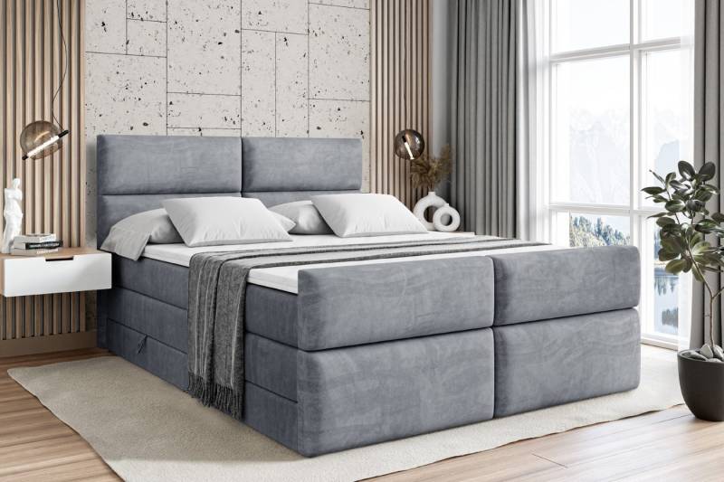 ALTDECOR Boxspringbett BOXI3-Z KING (Multipocket-Matratze H4, H3 Matratze Bonellfederung, Topper, Kopfteil), Doppelbett mit Fußteil von ALTDECOR