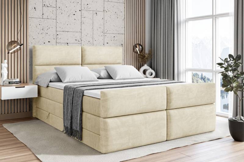 ALTDECOR Boxspringbett BOXI3-Z KING (Multipocket-Matratze H4 und H3 Matratze Bonellfederung Topper Kopfteil) von ALTDECOR