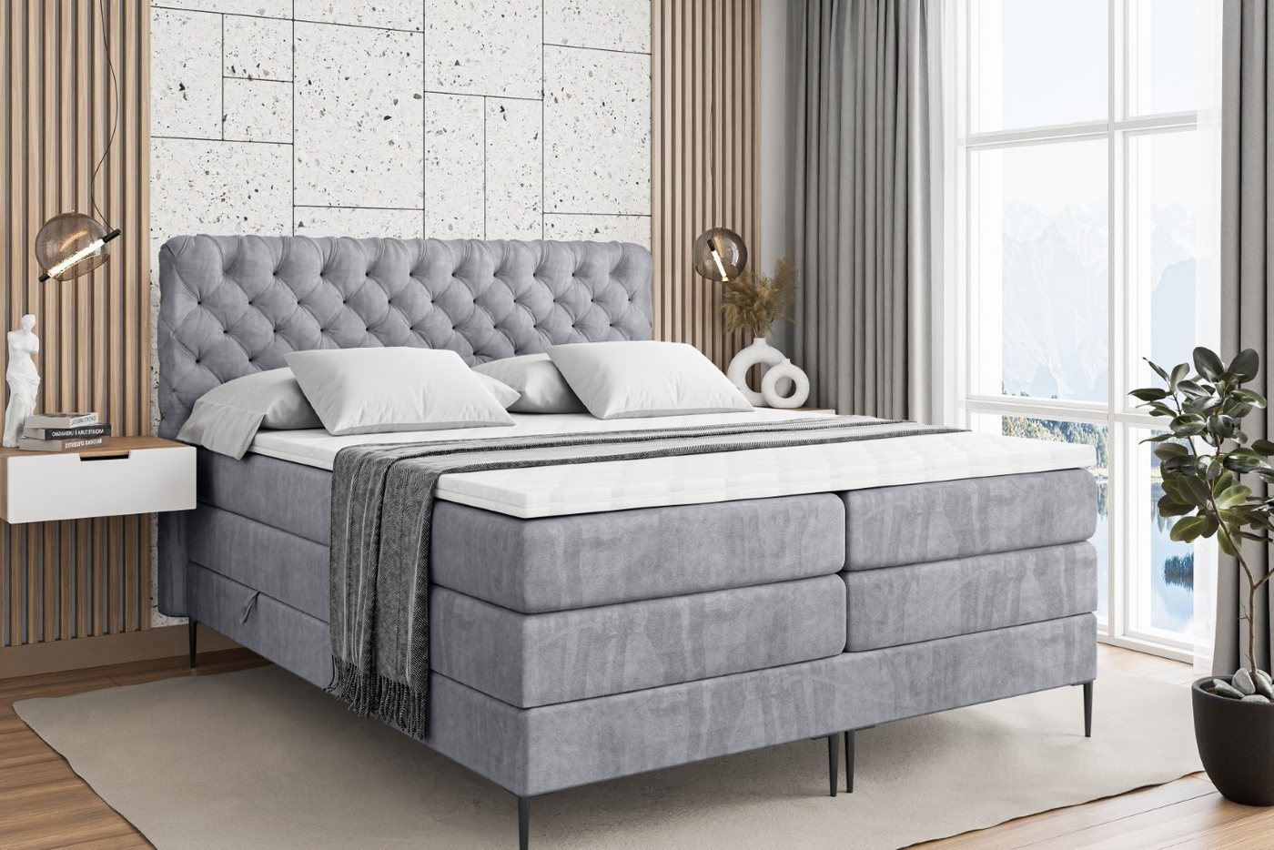 ALTDECOR Boxspringbett BOXI8-F KING (Multipocket-Matratze H4, H3 Matratze Bonellfederung, Topper, Kopfteil) von ALTDECOR