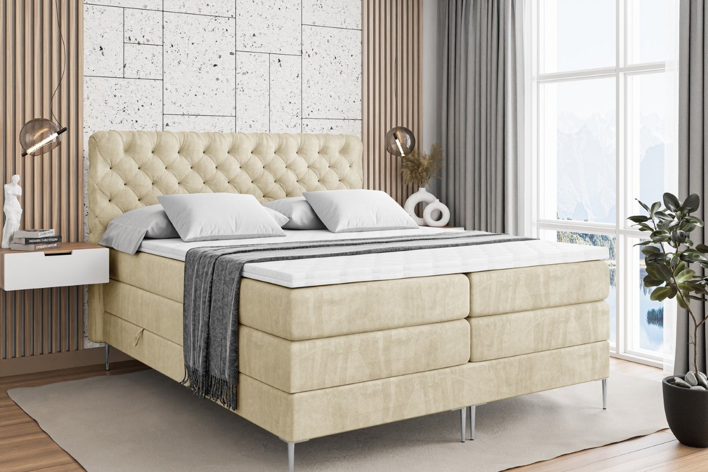 ALTDECOR Boxspringbett BOXI8-F KING (Multipocket-Matratze H4, H3 Matratze Bonellfederung, Topper, Kopfteil) von ALTDECOR