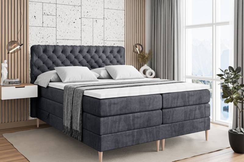 ALTDECOR Boxspringbett BOXI8-F KING (Multipocket-Matratze H4, H3 Matratze Bonellfederung, Topper, Kopfteil) von ALTDECOR