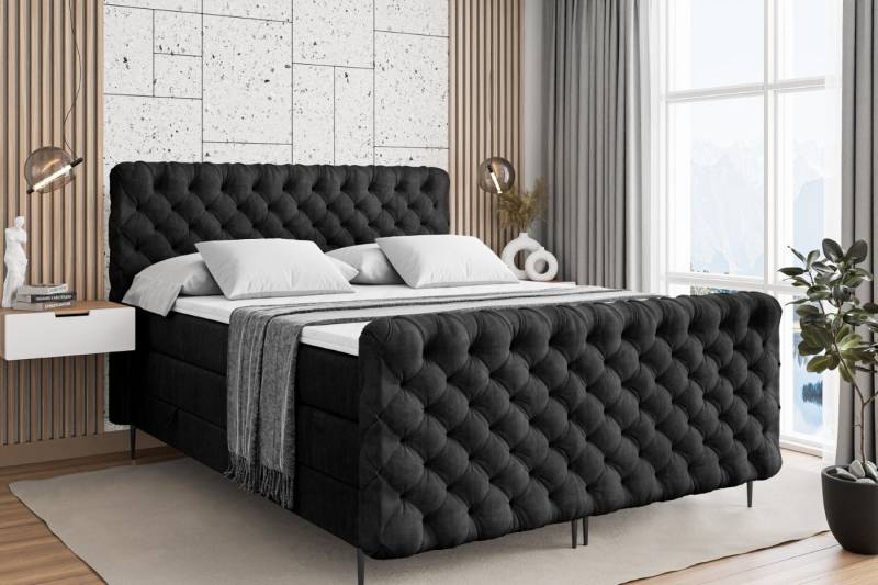 ALTDECOR Boxspringbett BOXI8-F-Z KING (Multipocket-Matratze H4, H3 Matratze Bonellfederung, Topper, Kopfteil) von ALTDECOR
