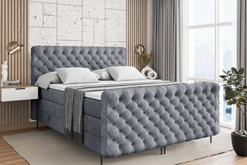 ALTDECOR Boxspringbett BOXI8-F-Z KING (Multipocket-Matratze H4, H3 Matratze Bonellfederung, Topper, Kopfteil) von ALTDECOR