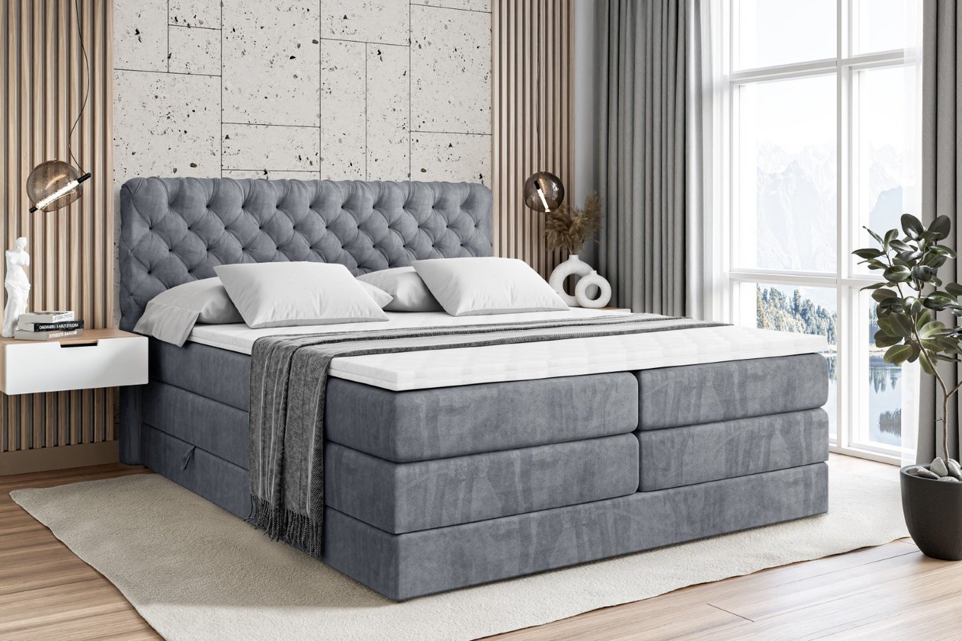 ALTDECOR Boxspringbett BOXI8 KING (Multipocket-Matratze H4, H3 Matratze Bonellfederung, Topper, Kopfteil) von ALTDECOR