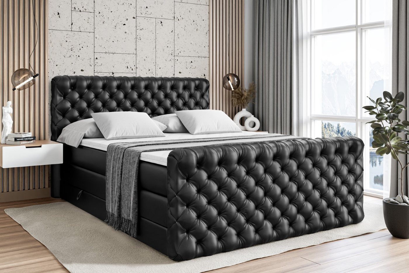 ALTDECOR Boxspringbett BOXI8-Z KING (Multipocket-Matratze H4, H3 Matratze Bonellfederung, Topper, Kopfteil), Doppelbett mit Fußteil von ALTDECOR