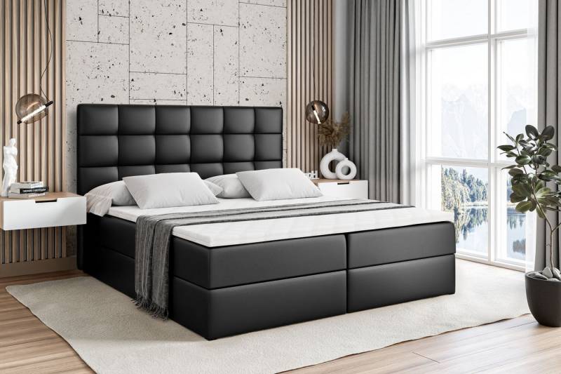 ALTDECOR Boxbett BRUGO (mit Matratze Lattenrost Topper Polsterbett mit Bettkasten Doppelbett), H4 Multipocket / H3 Bonellfederung, Springboxbett Boxspringbett von ALTDECOR