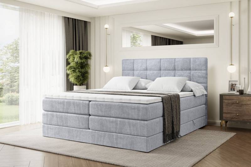 ALTDECOR Boxspringbett BRUGO KING (mit Matratze und Lattenrost Topper Polsterbett mit Bettkasten Boxbett), H4 Multipocket, H3 Bonellfederung, Doppelbett Springboxbett von ALTDECOR