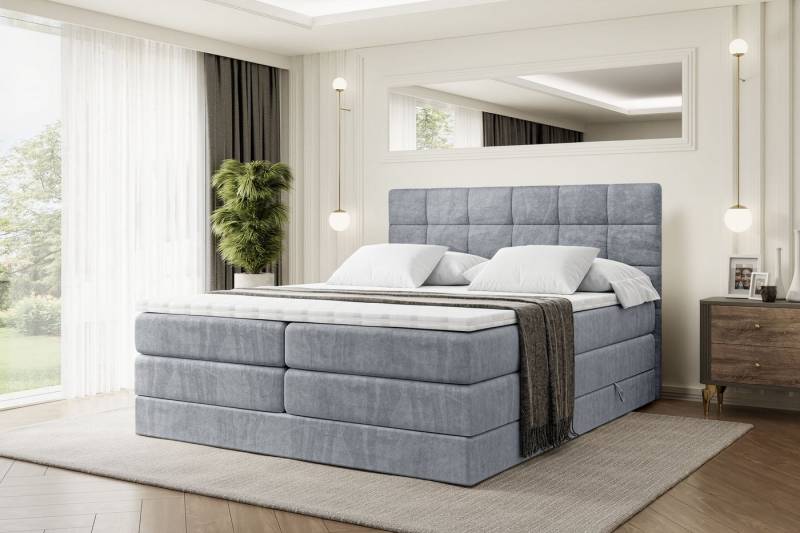 ALTDECOR Boxspringbett BRUGO KING (mit Matratze und Lattenrost Topper Polsterbett mit Bettkasten Boxbett), H4 Multipocket, H3 Bonellfederung, Doppelbett Springboxbett von ALTDECOR